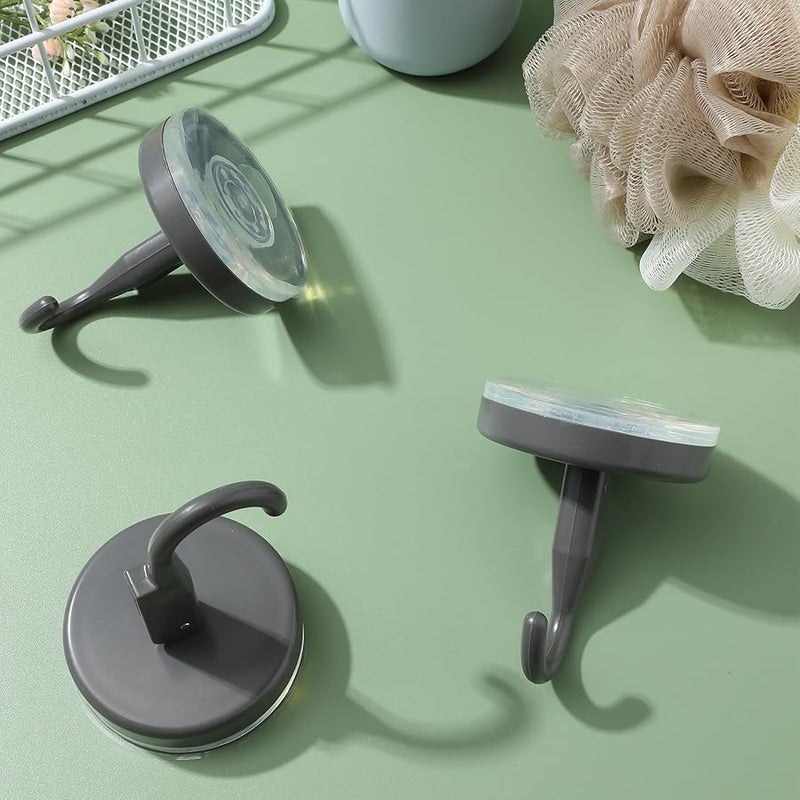 3Pcs Gunmetal Gray Suction Cup Hooks For Bathroom Shower Towel Tile Glass Wall - Image 5